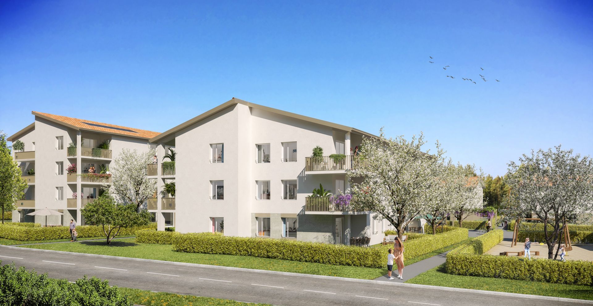 logement neuf extérieur Le Domaine des Merisiers - ROUSSILLON