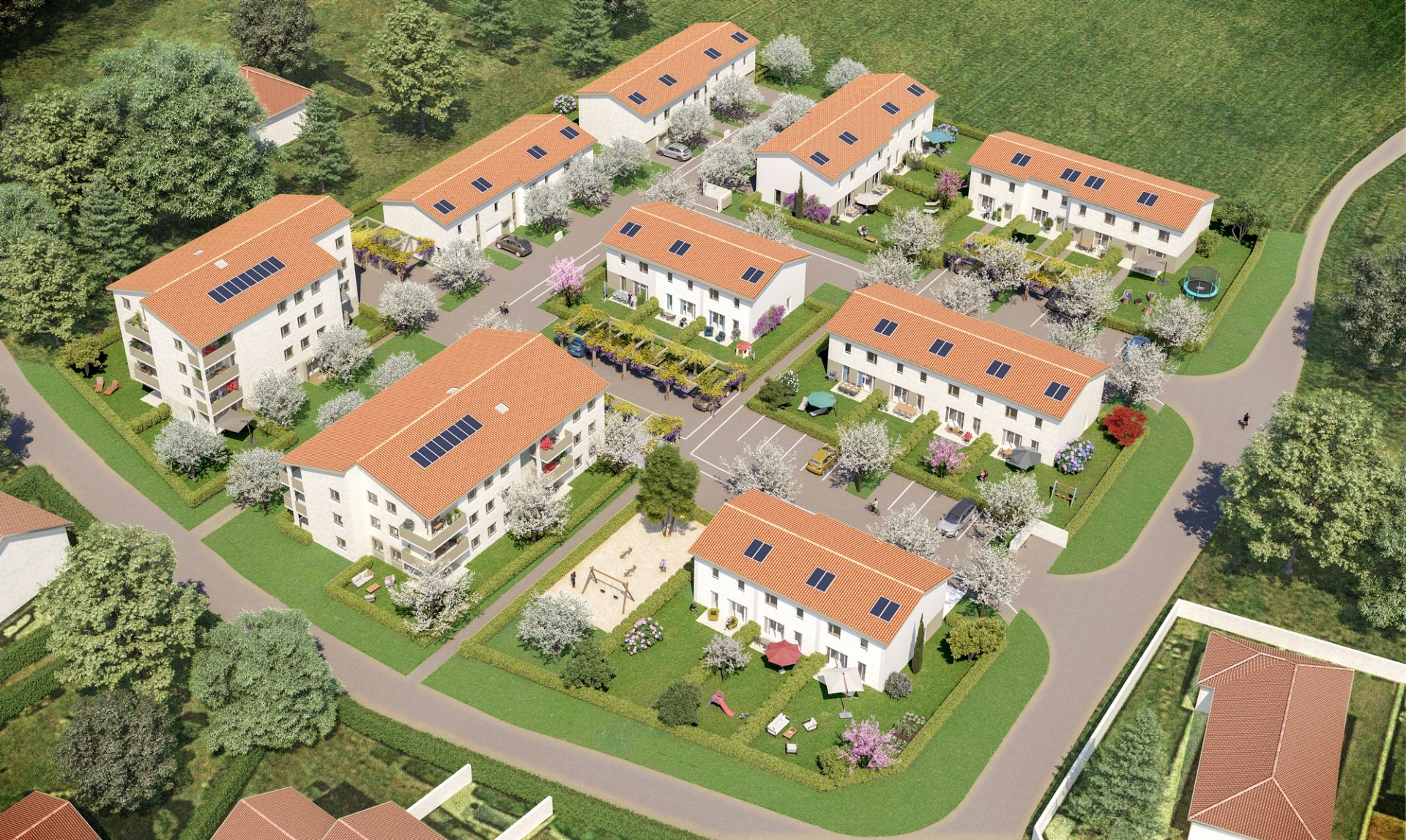 logement neuf extérieur Le Domaine des Merisiers - ROUSSILLON